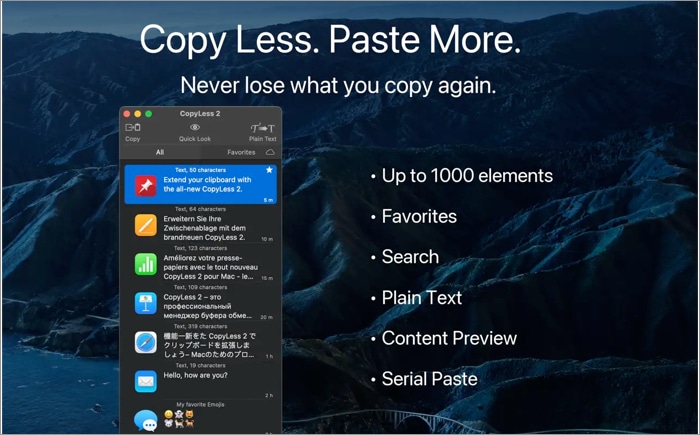 CopyLess 2 Mac Clipboard Manager képernyőképe