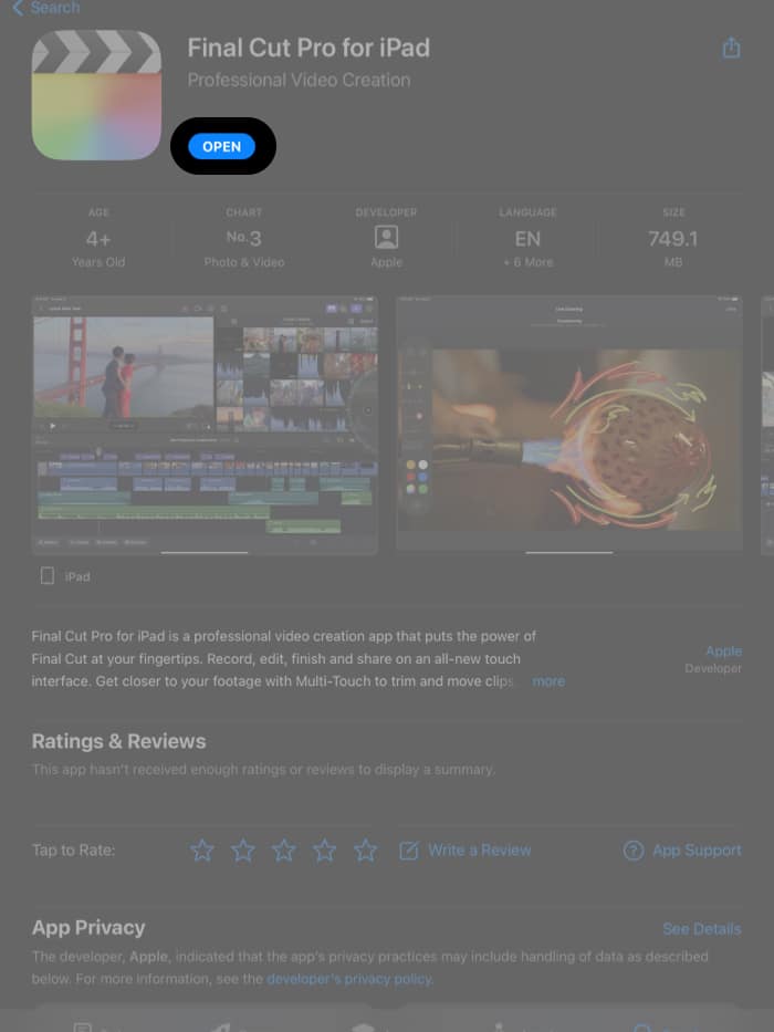 Muat turun Final Cut Pro untuk iPad