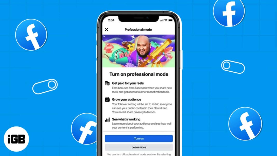 How to turn on or off professional mode in Facebook on iPhone  2024 Guide  - 86