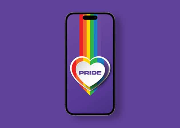 Rainbow heart Pride Month wallpaper for iPhone