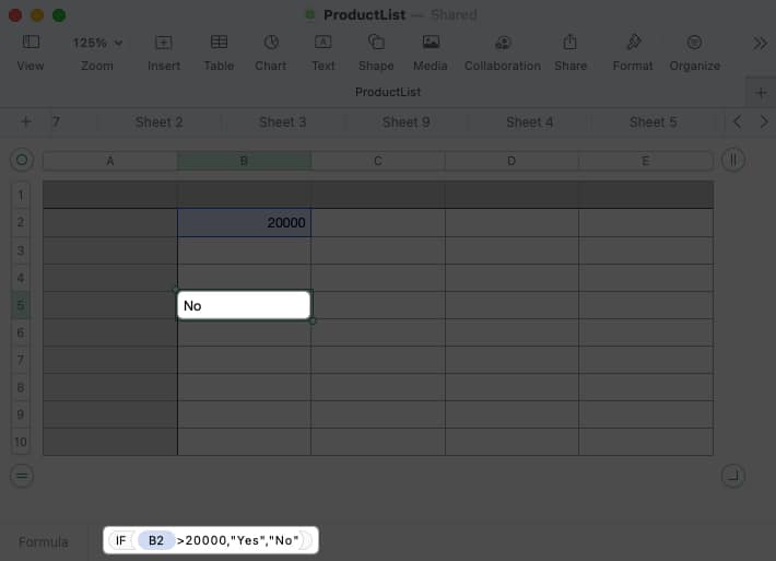 Select a cell and follow a condition in numbers