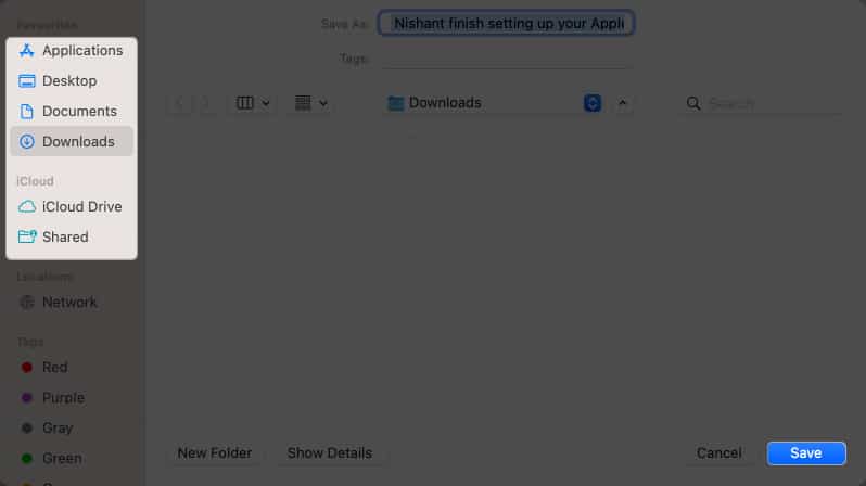 Select a file location and press save