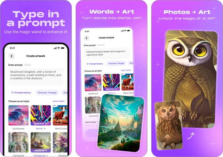 WOMBO Dream AI art generator iPhone app screenshot