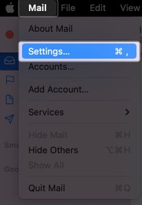 Click Mail select Settings