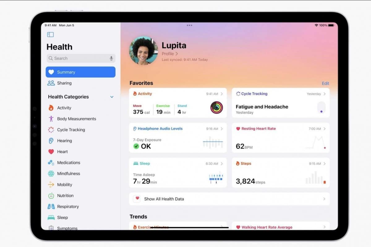 Health app on iPadOS 17