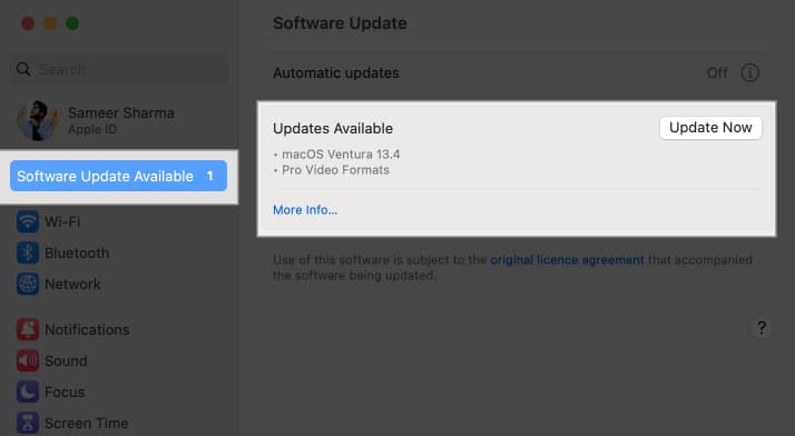 MacOS Ventura Software update