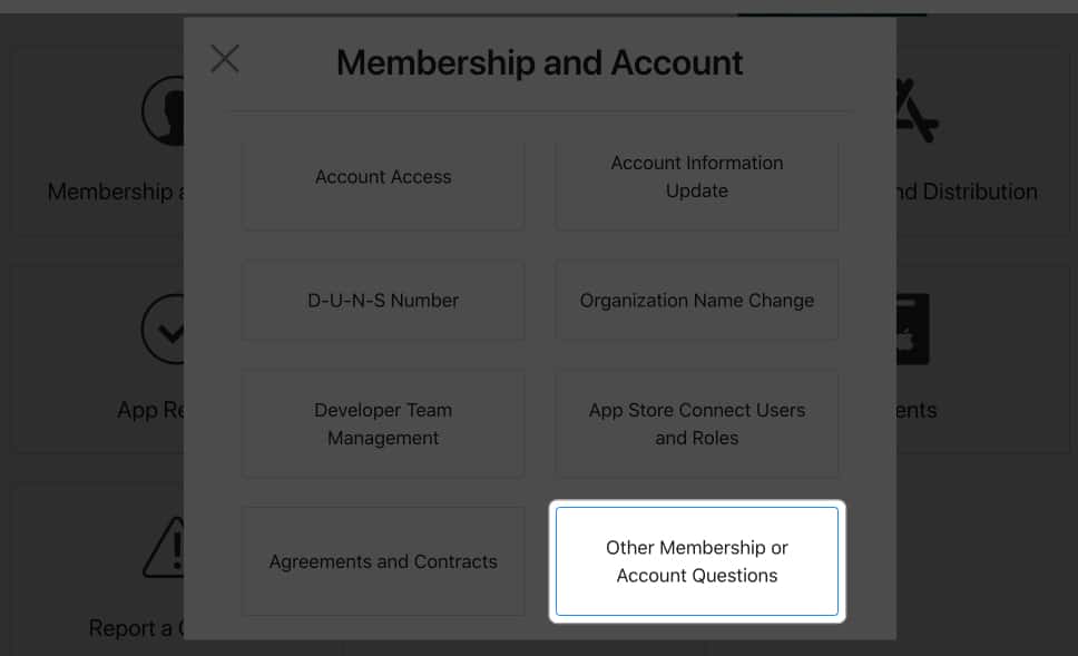 Membership and Account screen