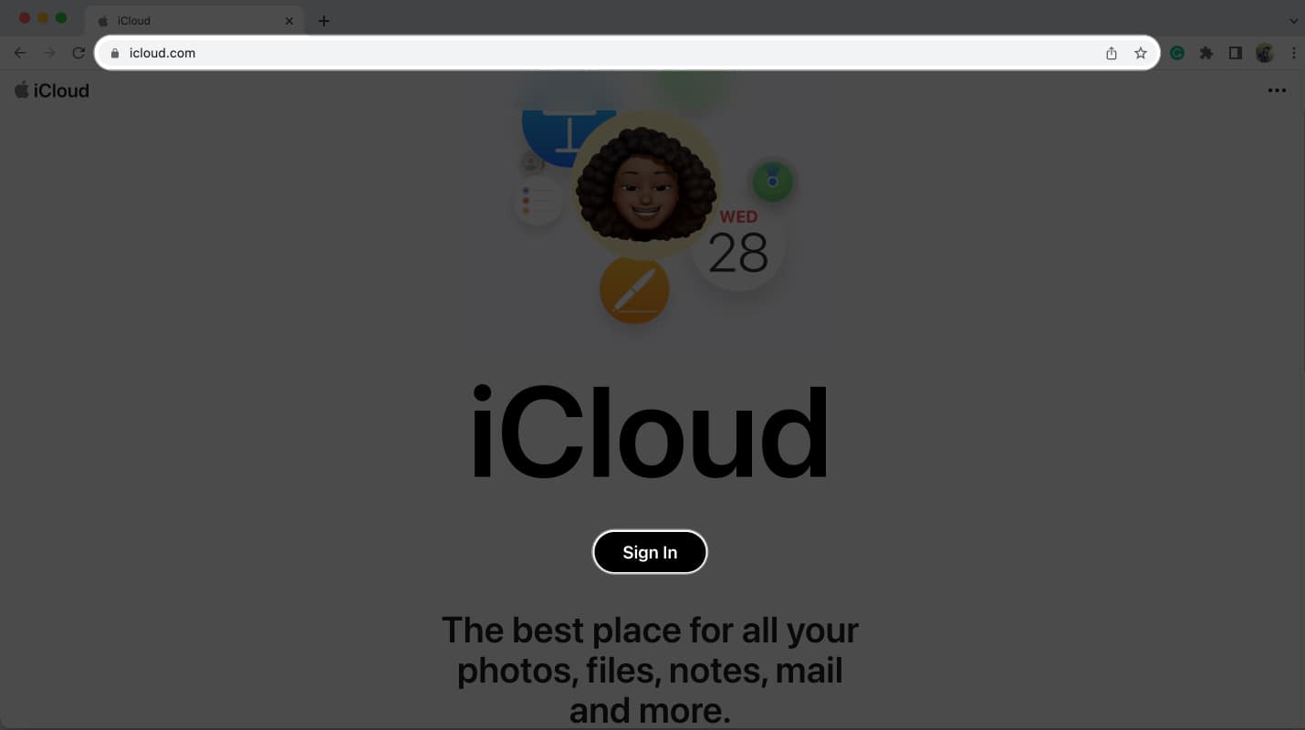 Search iCloud.com and select Sign in.