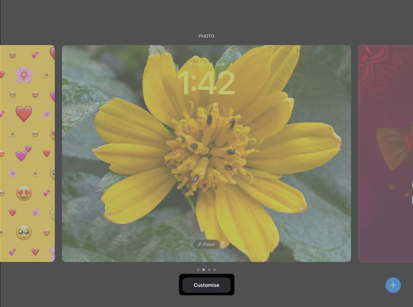 Select Customize for iPad Lock screen