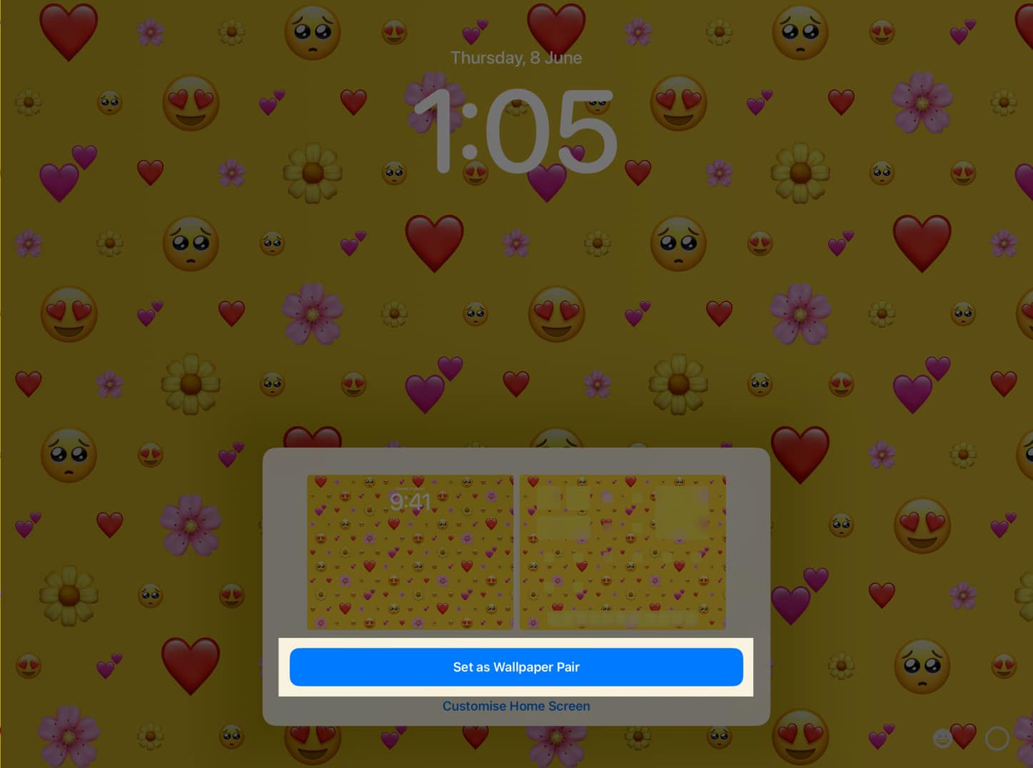 Set Emoji Wallpaper for your iPad as lock screen