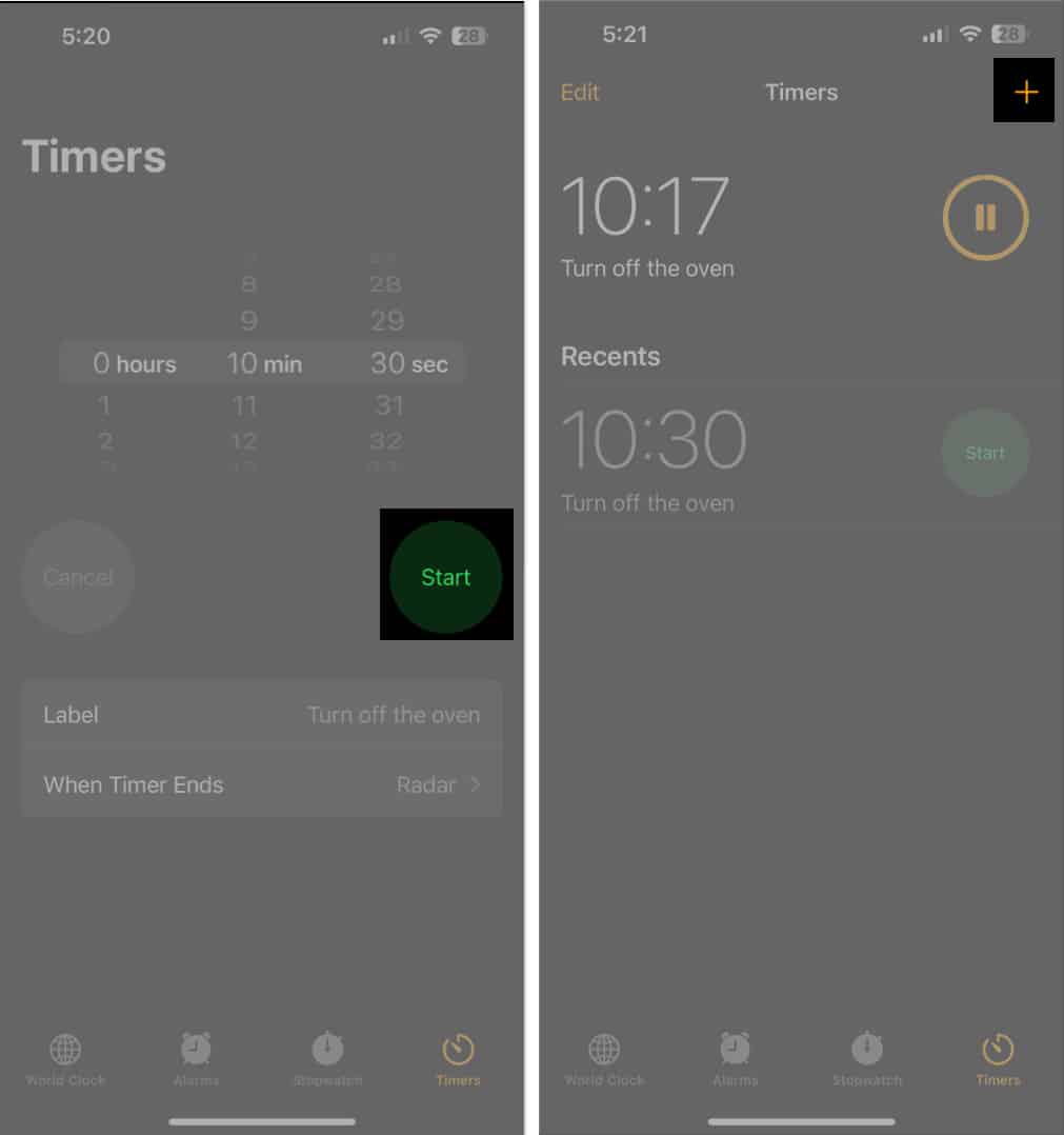 Set a new timer