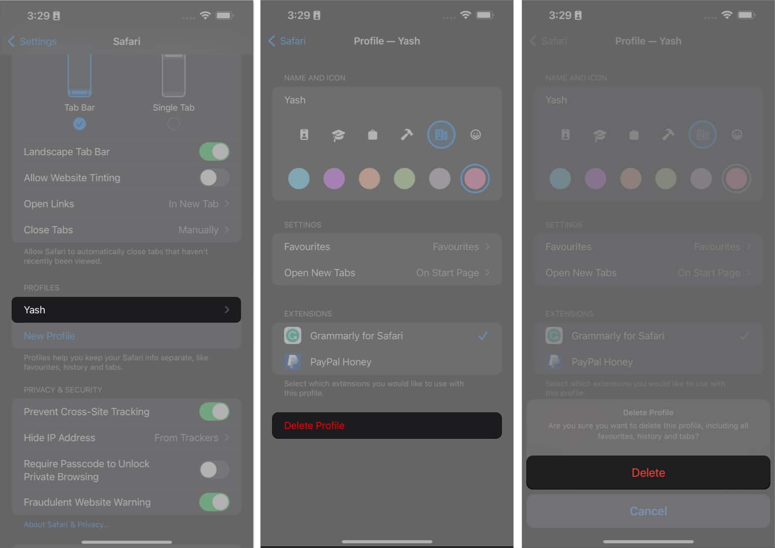 ios safari multiple profiles delete Safari profiles on iPhone