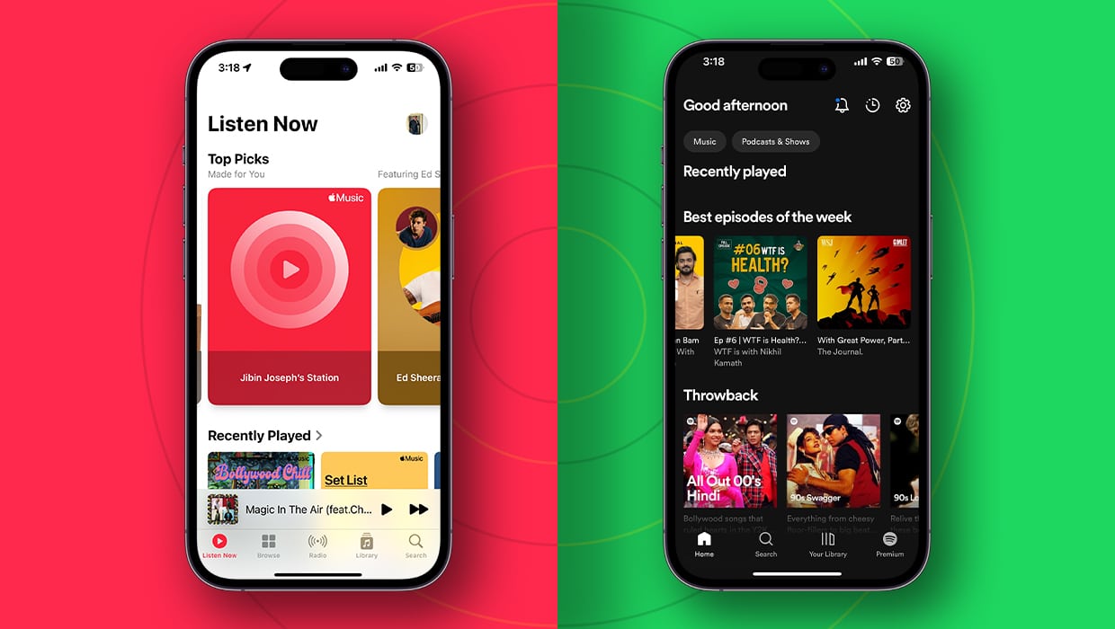 Apple Music and Spotify User Interface and design comparison