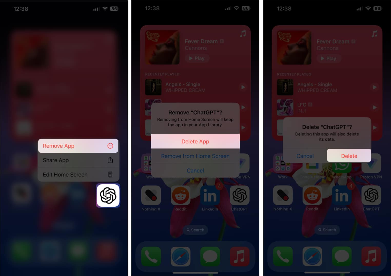Delete ChatGPT app from iPhone