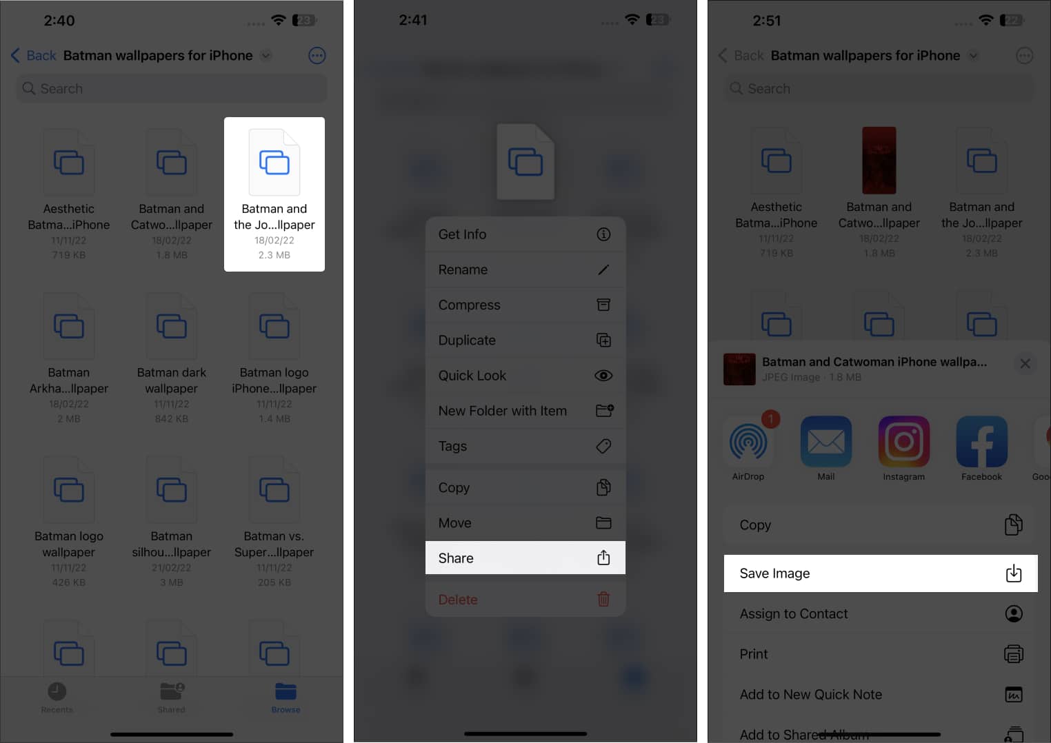 Download photos and videos using the files app