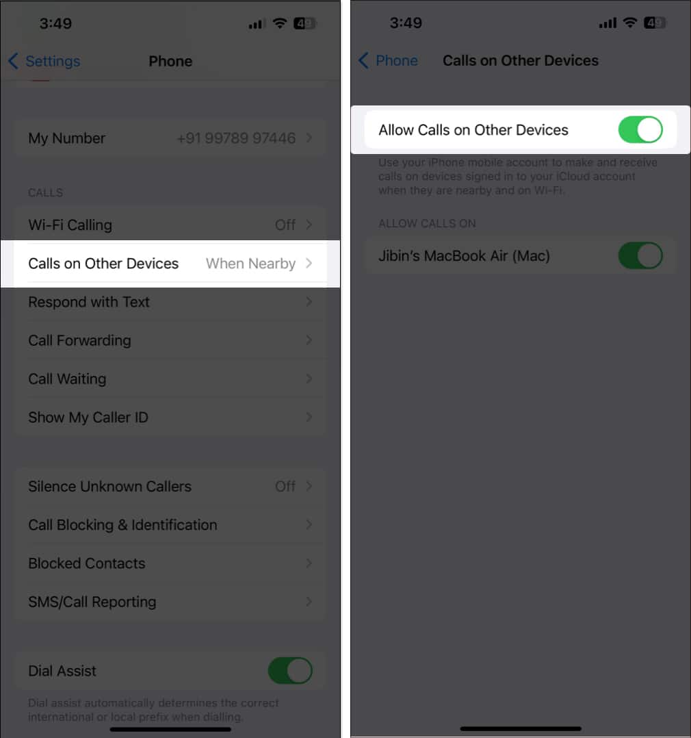 Enable Calls on Other Devices