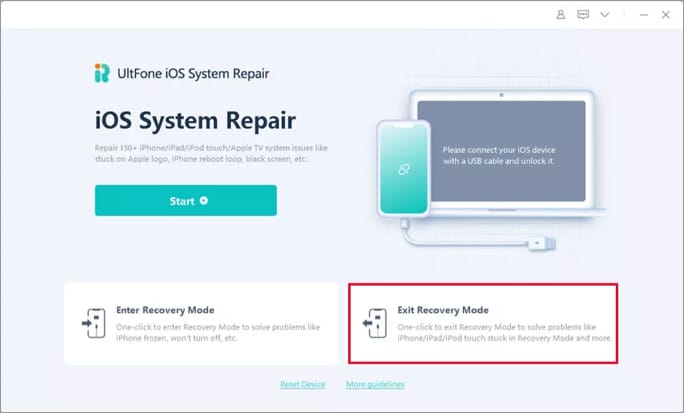 Exit Recovery Mode with UltFone iOS System Repair