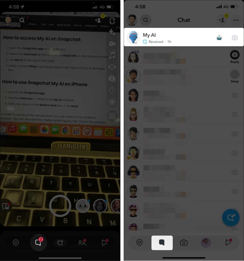 How to access My AI on Snapchat