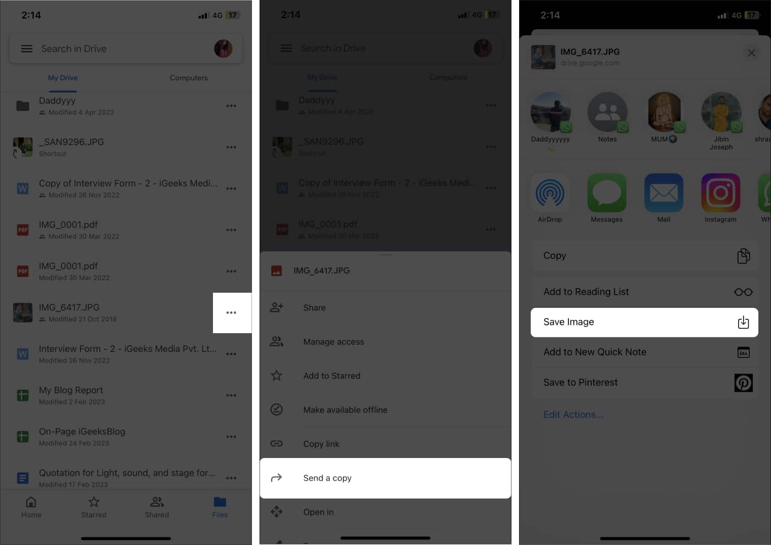Save photos and videos from google drive to iphone