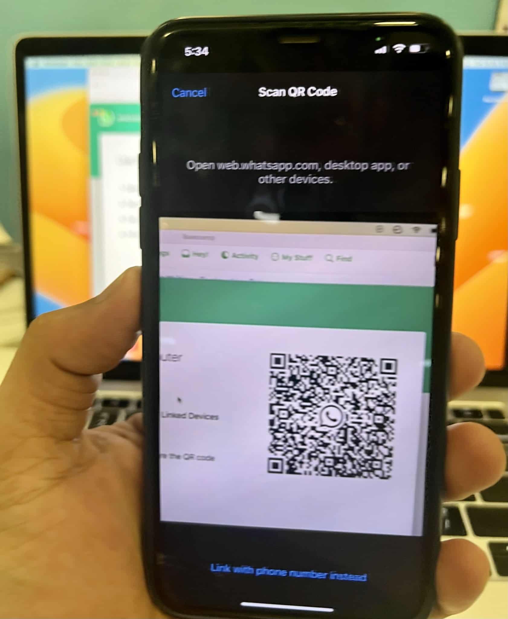 Scanning WhatsApp QR code