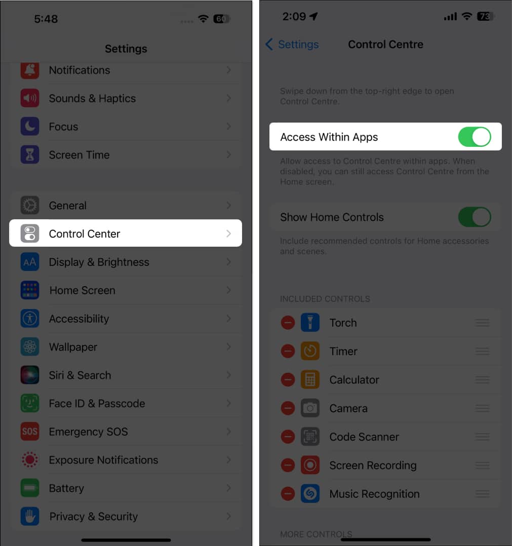 Toggle on Access within apps