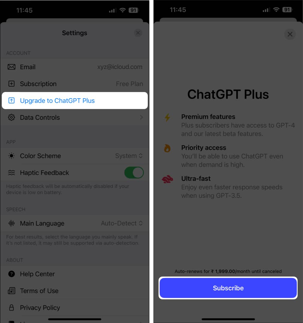 Upgrade to ChatGPT Plus