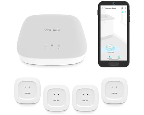 Yolink smart home starter kit hub water leak sensor 4 pack YoLink Smart Home Starter Kit: Hub & Water Leak Sensor 4-Pack