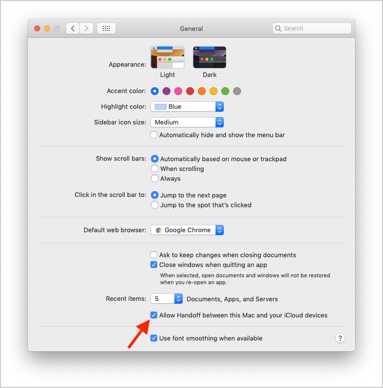 Disable and enable Handoff on Mac