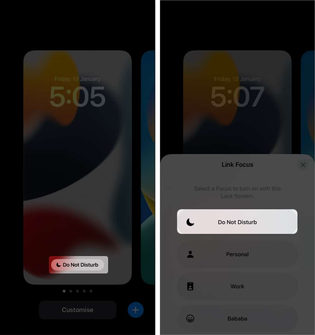 select do not disturb lock screen, tap do not disturb in Lock Screen