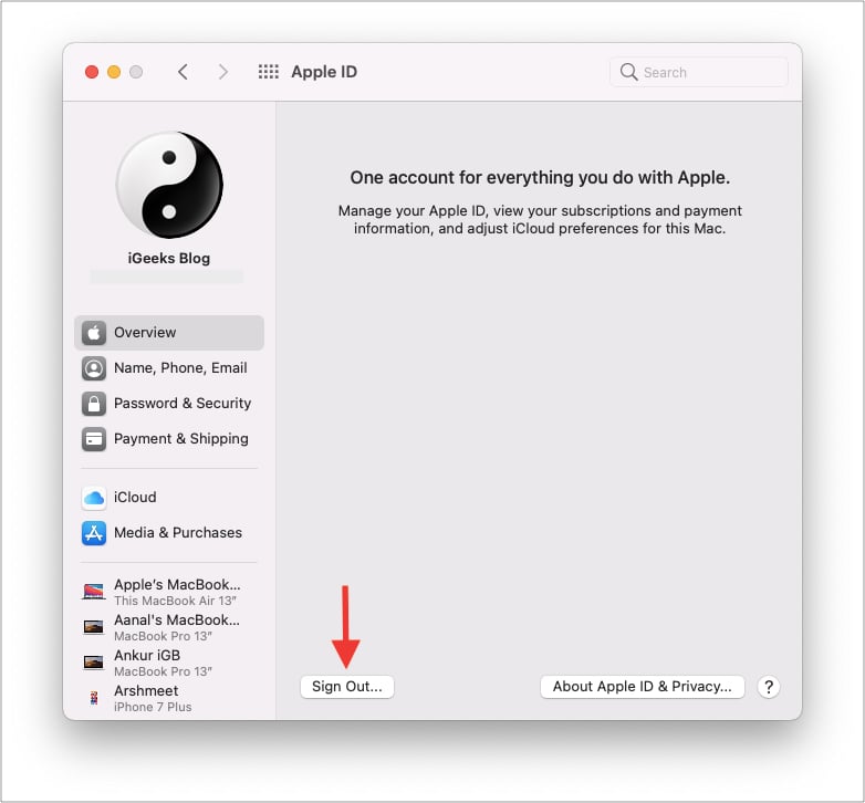 Sign out of iCloud and sign in again on Mac