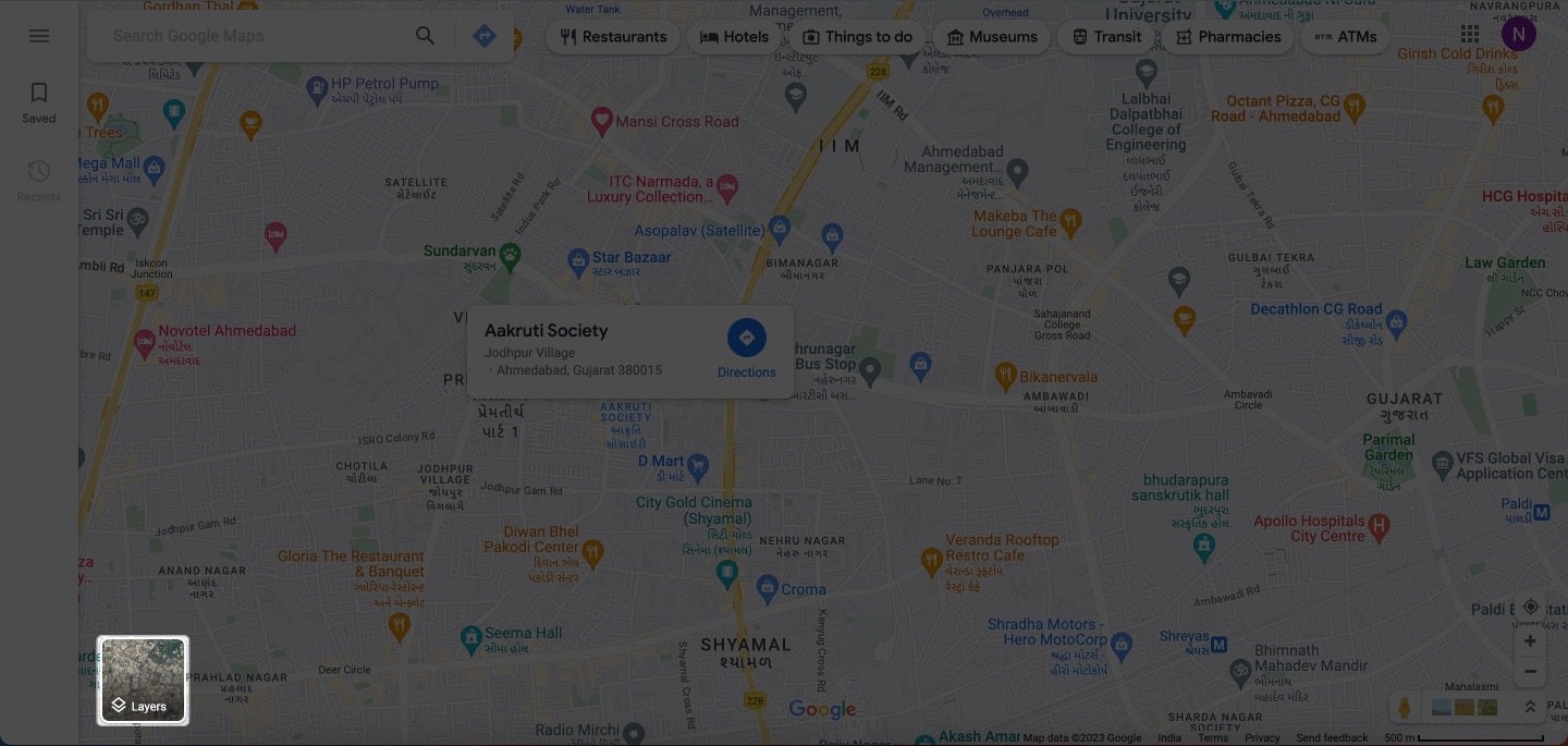 Access layers in Google Maps