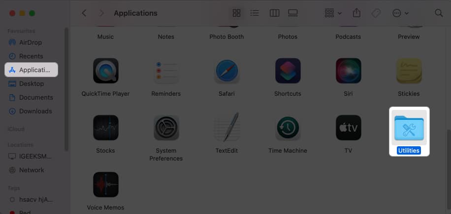 Aplikasi, Utiliti pada Mac