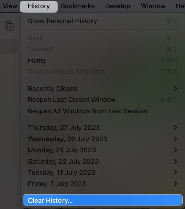 Click History, clear all history