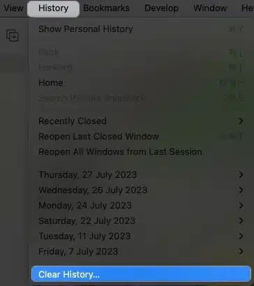 Click History, clear all history