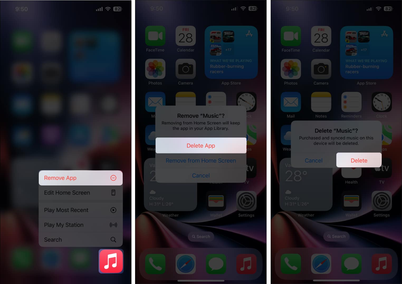 Delete Apple Music app from iPhone