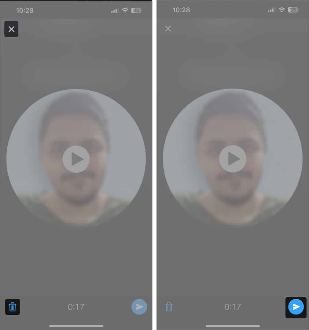 Delete or Send recorded instant video