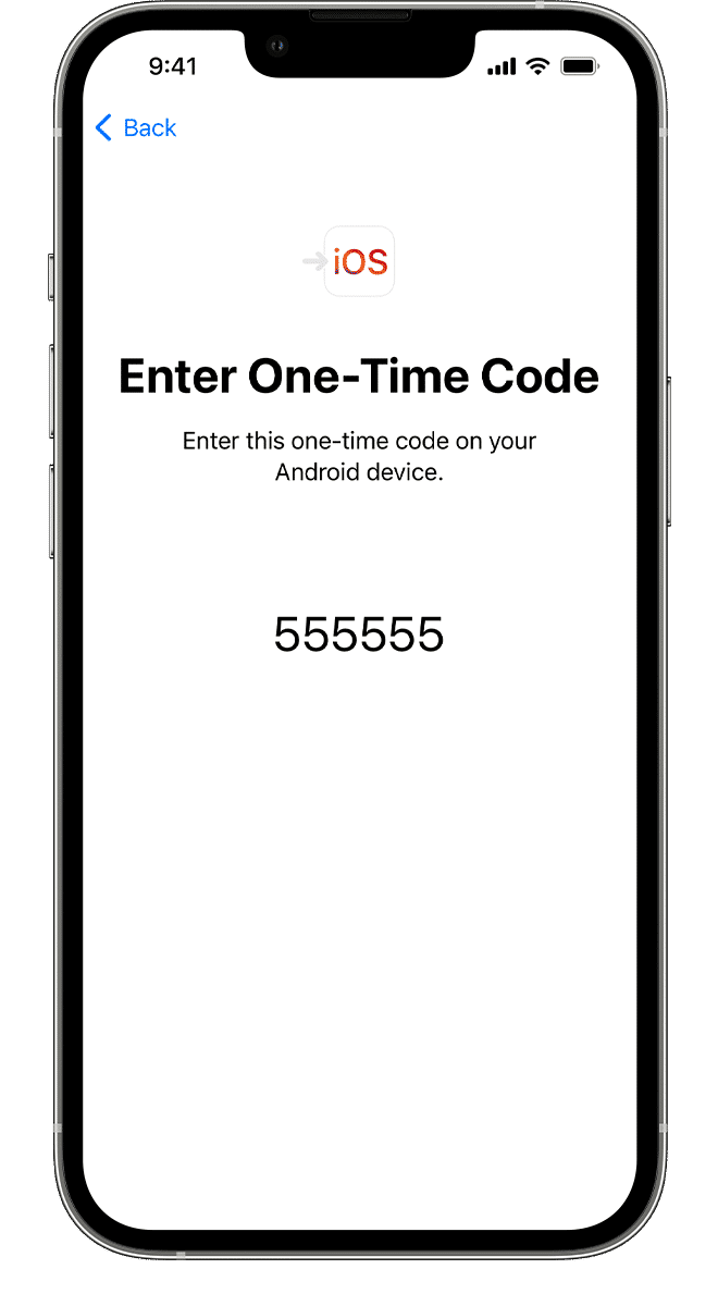 Enter one time code to your android device