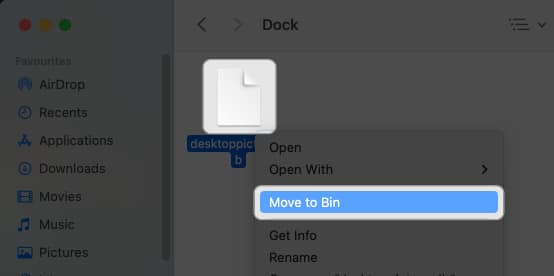 Locate files ending with “.db” and right-click and select Move to Bin