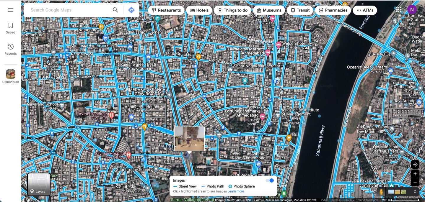 Observe blue lines in google maps