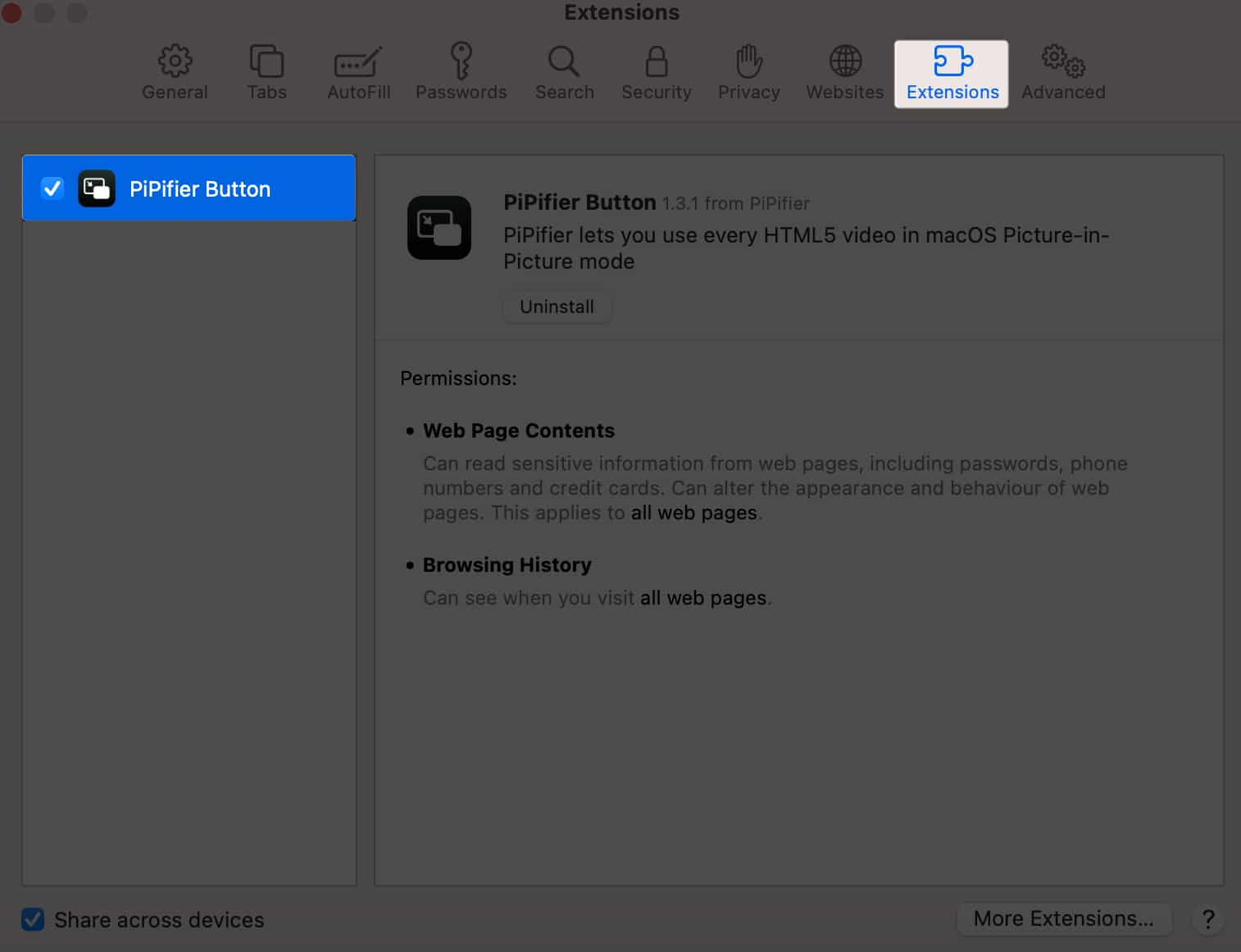 Select Extensions, Tick the box beside the downloaded extension