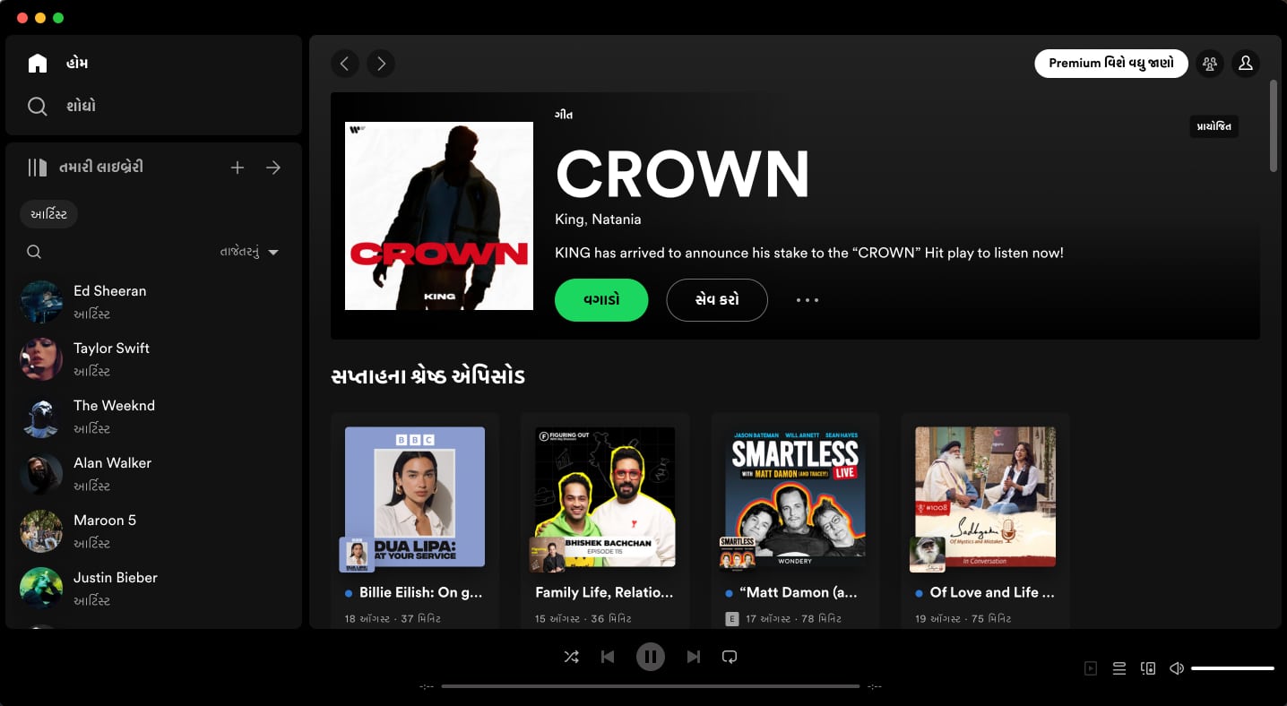 Spotify app in different language