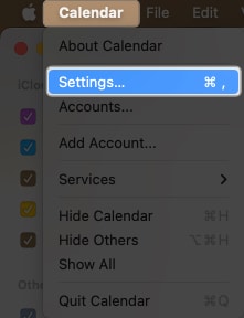 Tap on Calendar and Settings
