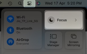 Tap on Control Center icon, select Focus