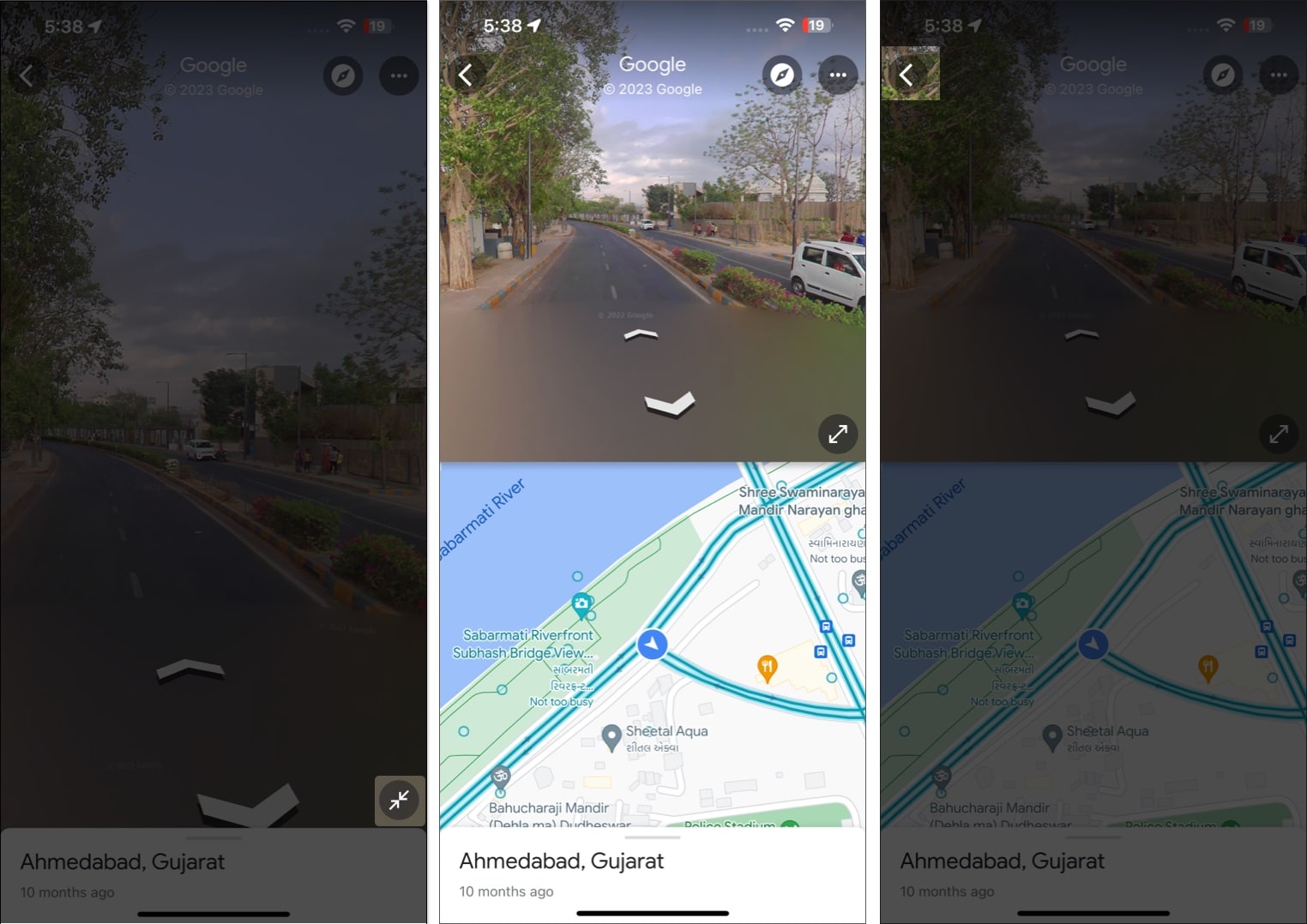 Tap resize option to use split-screen view in google maps