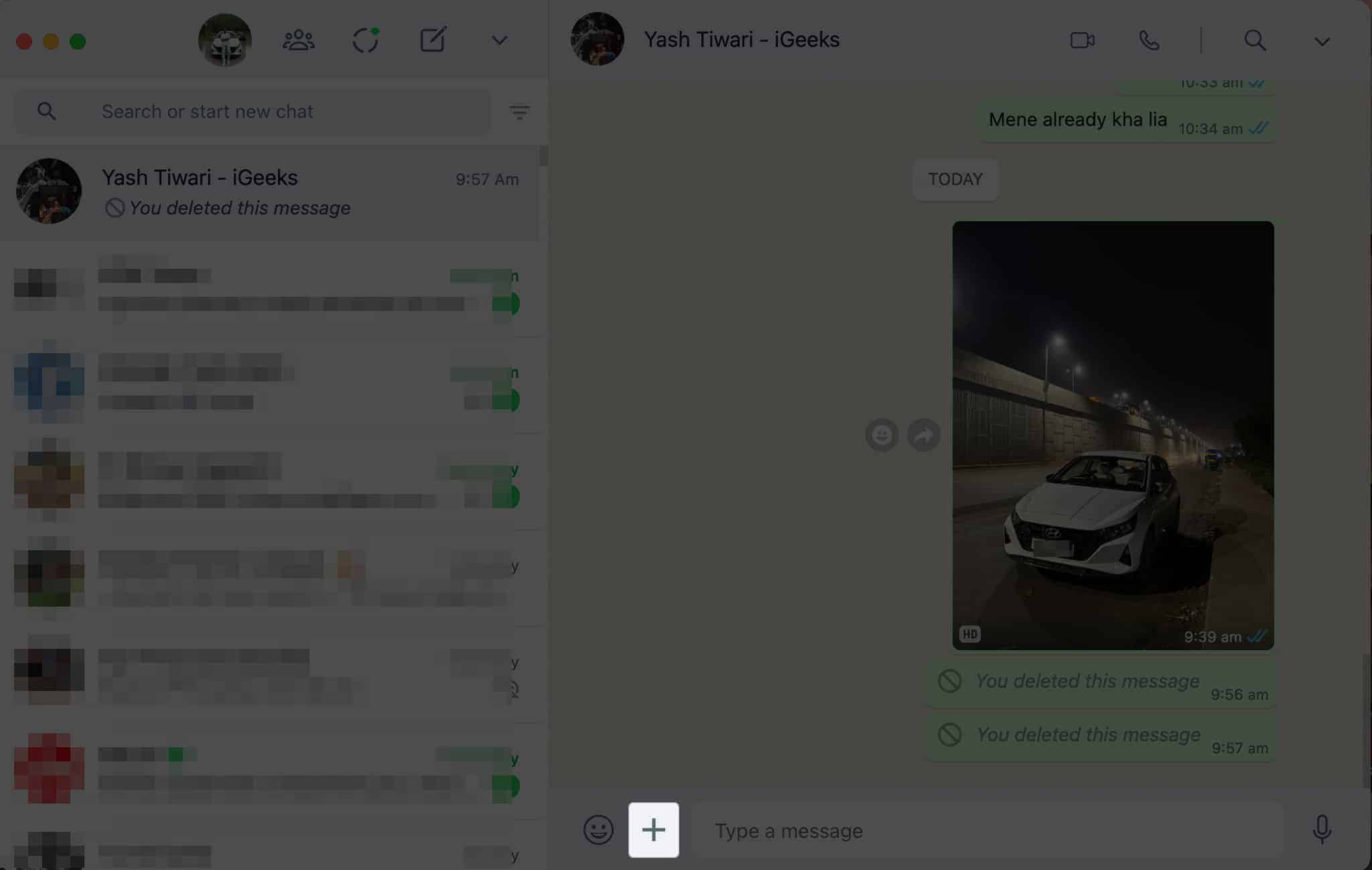 Ketik ikon dalam WhatsApp