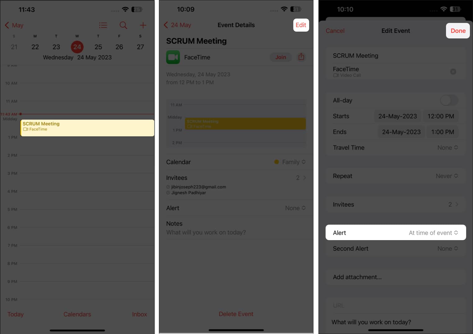 Tap the meeting edit make changes Add in calendar app