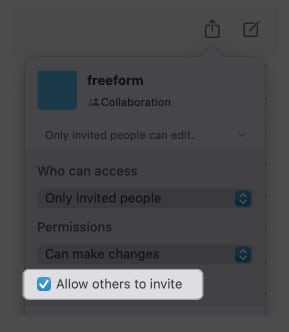 check allow others to invite in freeform