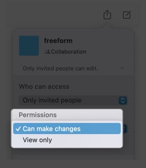 click permissions, select can make changes in freeform