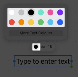 klik ikon warna, pilih warna teks dalam bentuk bebas