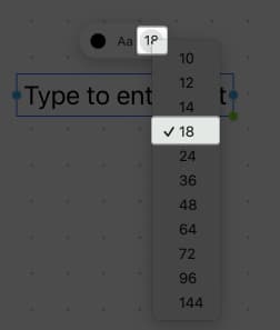 click the font number, select a font size in freeform